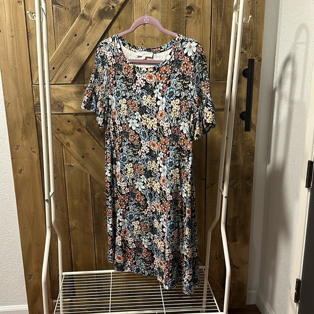 The LOFT floral touches sleeve swing dress, SM, used